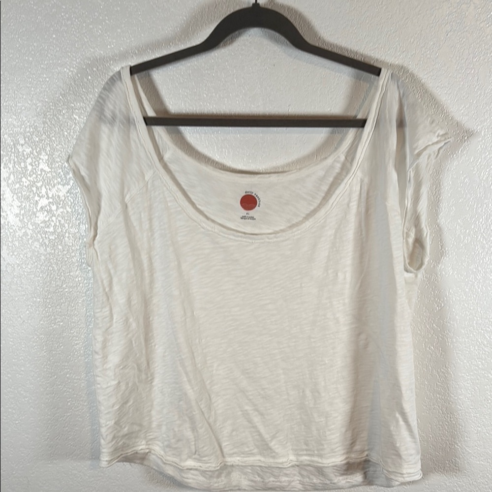 Anthropologie Cream Short Sleeve Tee